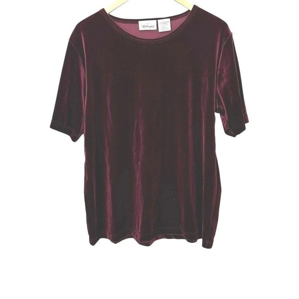 Vintage Worthington Burgundy Red Velvet Womens Blouse 1X Pullover Vintage Gothic - Picture 2 of 5